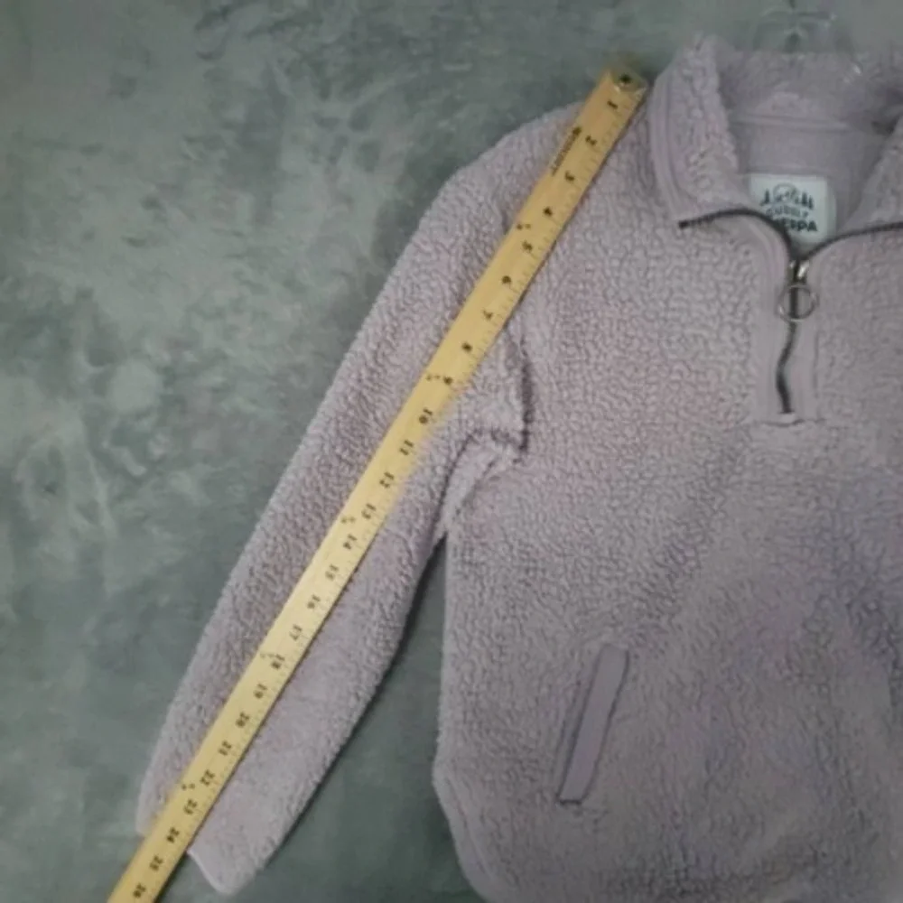 Cuddly Jacket Sherpa Girls Fleece Solid Purple 1/4 Zip Long Sleeve Regular 14 16